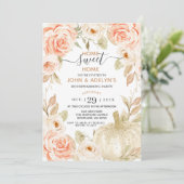 Zuhause Sweet Zuhause Herbst Blume White Pumpkin Einladung (Stehend Vorderseite)