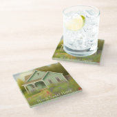 Zuhause Sweet Zuhause Housewärming Glasuntersetzer (Schrägansicht)