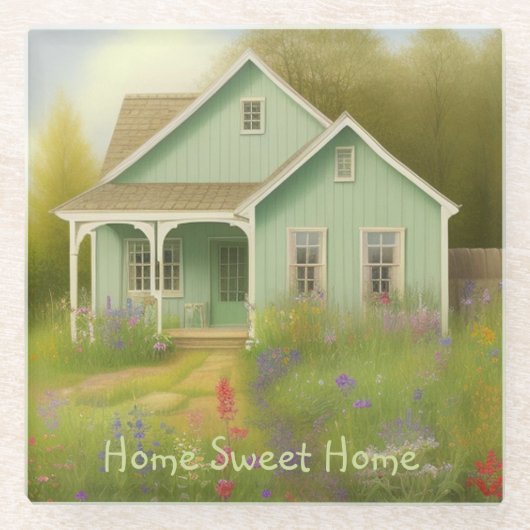 Zuhause Sweet Zuhause Housewärming Glasuntersetzer (Vorderseite)