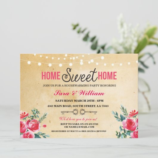 Zuhause Sweet Zuhause Housewarming Neue Zuhause Ei Einladung (Stehend Vorderseite)
