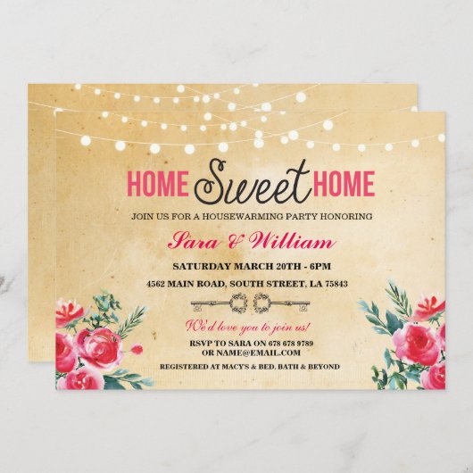 Zuhause Sweet Zuhause Housewarming Neue Zuhause Ei Einladung (Vorne/Hinten)