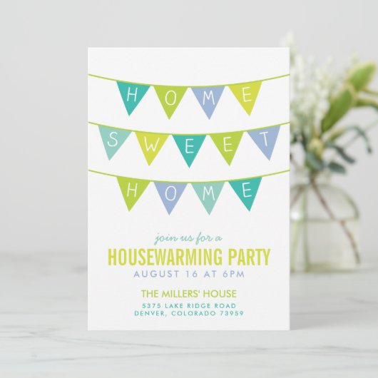 Zuhause Sweet Zuhause Housewärming Party Einladung (Stehend Vorderseite)