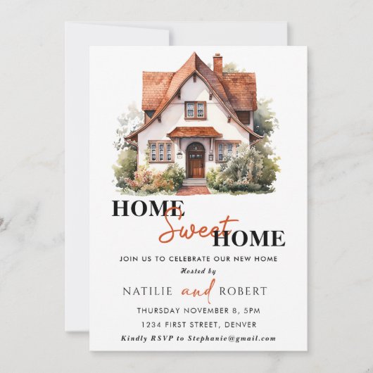 Zuhause Sweet Zuhause Housewarming Party Einladung (Vorderseite)