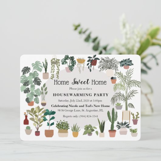 Zuhause Sweet Zuhause Housewärming Pflanze Einladu Einladung (Stehend Vorderseite)
