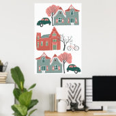 Zuhause Sweet Zuhause Illustration Poster (Heimbüro)