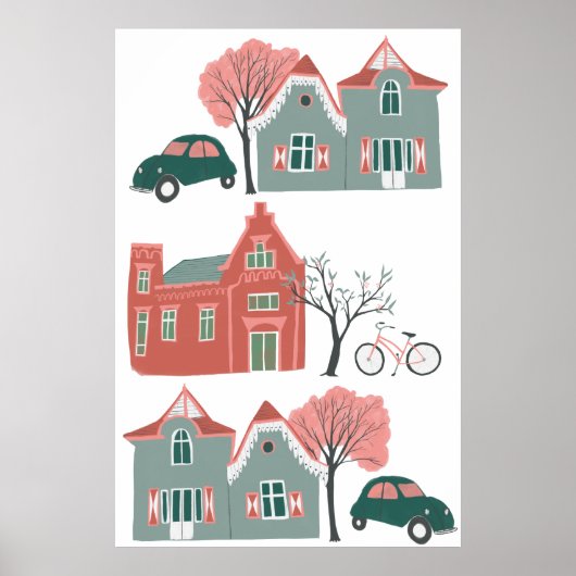 Zuhause Sweet Zuhause Illustration Poster (Vorne)