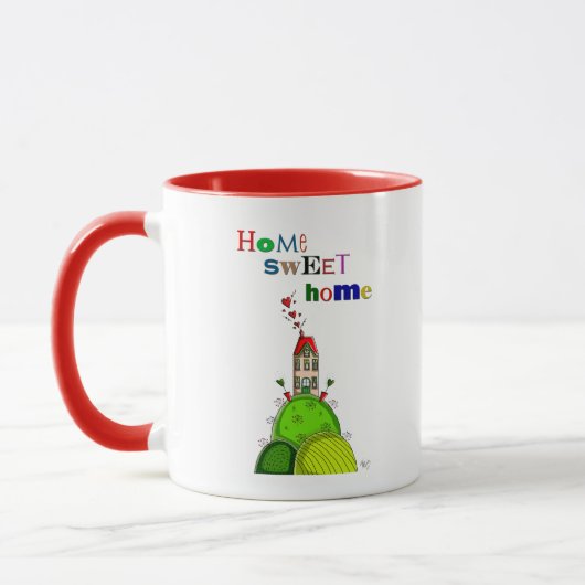 Zuhause Sweet Zuhause Illustration Tasse (Links)