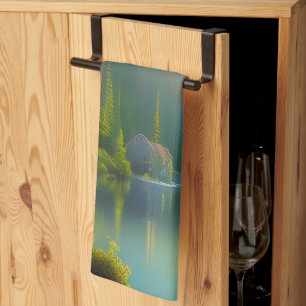 Zuhause Sweet Zuhause im Wald Geschirrtuch