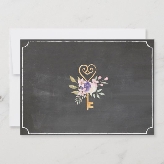 Zuhause Sweet Zuhause Key Blume Skihütte Einladung (Rückseite)