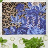 Zuhause Sweet Zuhause Leopard Blumenküche Handtuch (Gefaltet)