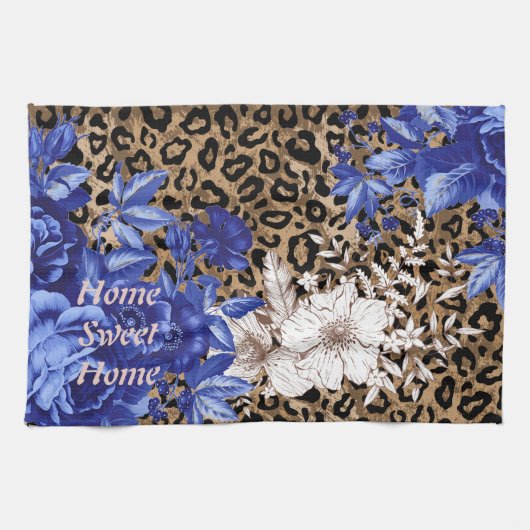 Zuhause Sweet Zuhause Leopard Blumenküche Handtuch (Horizontal)