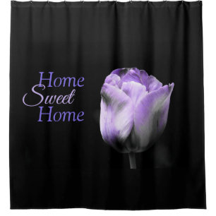 Zuhause Sweet Zuhause Lila Gray Black Tulip Duschvorhang