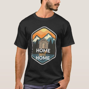 Zuhause Sweet Zuhause Log Cabin Camper im Wald T-Shirt