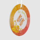 Zuhause Sweet Zuhause Modern Blumenchic Orange Yel Ornament (Vorderseite)