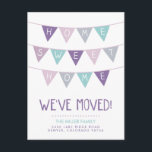 Zuhause Sweet Zuhause Moving Ankündigung Postkarte<br><div class="desc">Niedliches und einfaches, modernes Ankündigungsdesign mit einem bezaubernden Mehrfarbenbuntflaggenbanner, das ZUHAUSE SWEET ZUHAUSE in einem handgeschriebenen Schriftart mit Platz zum Hinzufügen Ihrer neuen Adresse unten sagt. Fügen Sie eine Meldung auf der Rückseite hinzu oder verließ leer, um eine handschriftliche Notiz zu schreiben. Klicken Sie auf die Schaltfläche IT CUSTOMIZE, um...</div>