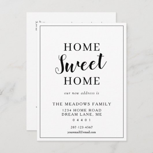 Zuhause Sweet Zuhause Moving Minimalistisch Erstel Ankündigungspostkarte (Vorne/Hinten)
