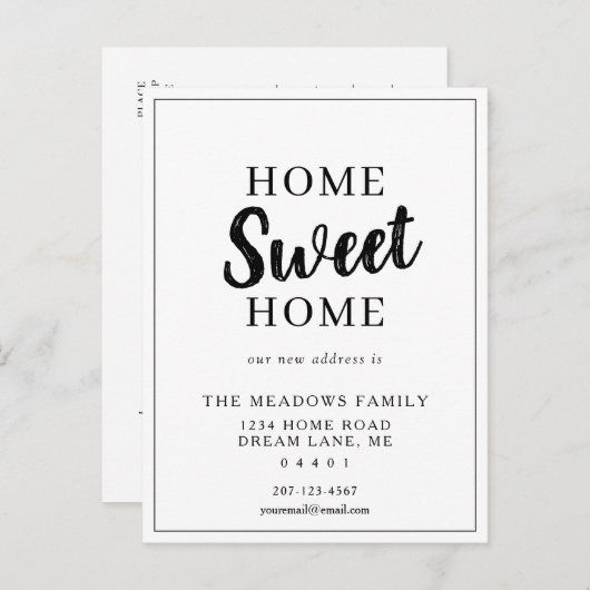 Zuhause Sweet Zuhause Moving Minimalistisch rustik Ankündigungspostkarte (Vorne/Hinten)