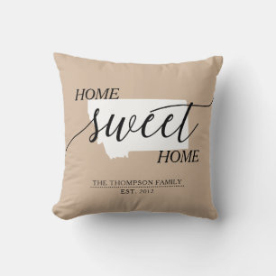 Zuhause Sweet Zuhause MT Staat Familienname Throw  Kissen