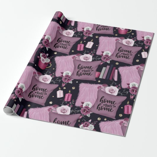 Zuhause Sweet Zuhause-Muster Geschenkpapier (Ungerollt)