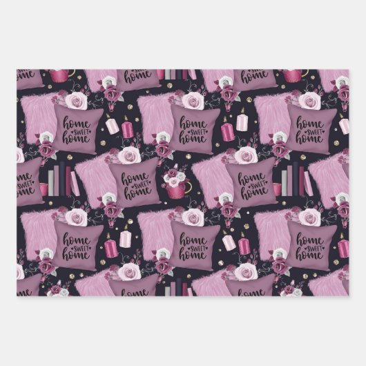 Zuhause Sweet Zuhause-Muster Geschenkpapier Set (Vorderseite)