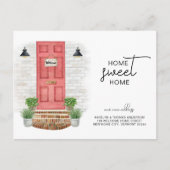 Zuhause Sweet Zuhause Neue Adresse Red Door Wasser Ankündigungspostkarte (Vorderseite)