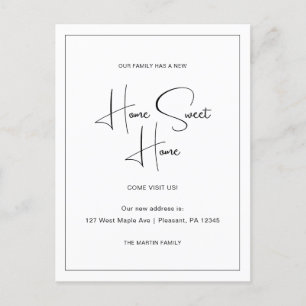 Zuhause Sweet Zuhause Neue Ankündigung zur Adresse Postkarte