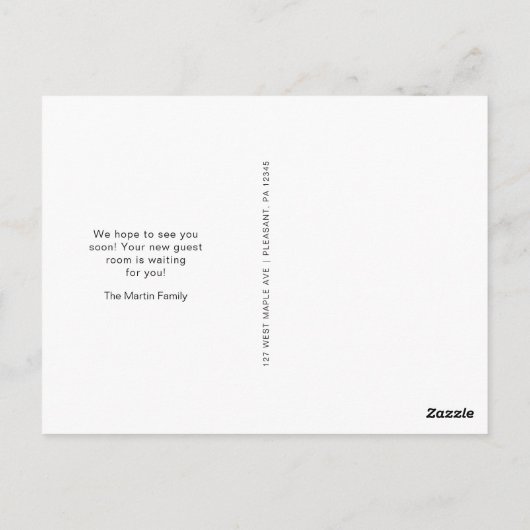 Zuhause Sweet Zuhause Neue Ankündigung zur Adresse Postkarte (Rückseite)