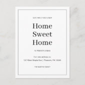 Zuhause Sweet Zuhause Neue Ankündigung zur Adresse Postkarte (Vorderseite)