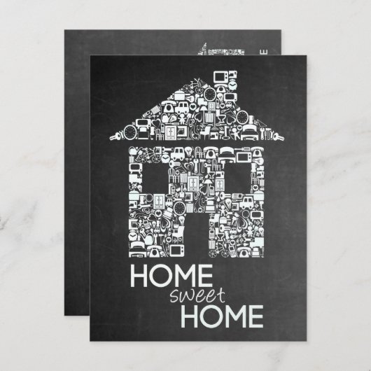 Zuhause Sweet Zuhause New Address Chalkboard Note Ankündigungspostkarte (Vorne/Hinten)