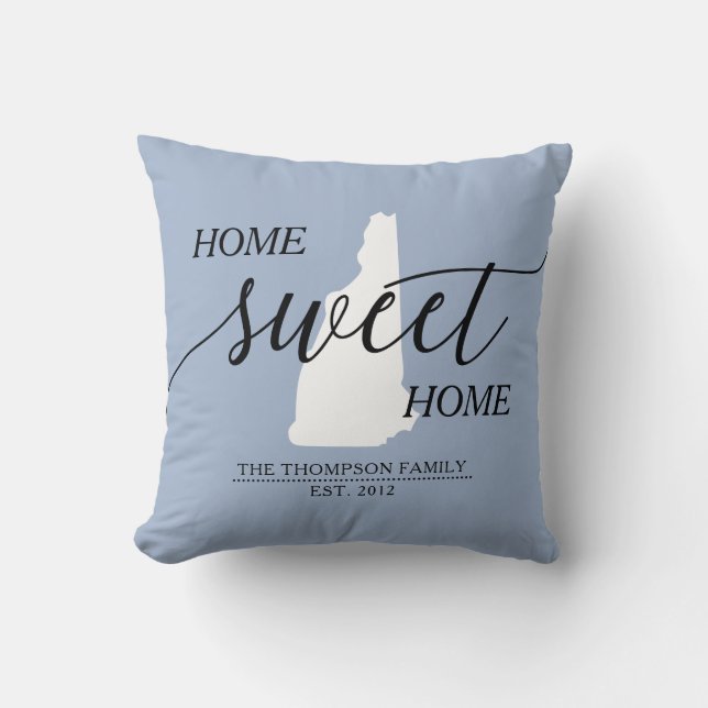 Zuhause Sweet Zuhause NH Staat Familienname Throw  Kissen (Vorderseite)