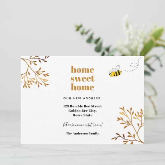 Zuhause Sweet Zuhause niedliche Hummelbewegung Ankündigung (Stehend Vorderseite)