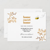 Zuhause Sweet Zuhause niedliche Hummelbewegung Ankündigungspostkarte (Vorne/Hinten)