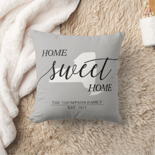 Zuhause Sweet Zuhause NY Staat Familienname Throw  Kissen