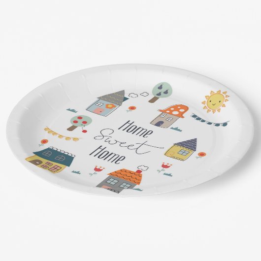 Zuhause Sweet Zuhause Pappteller (Schrägansicht)