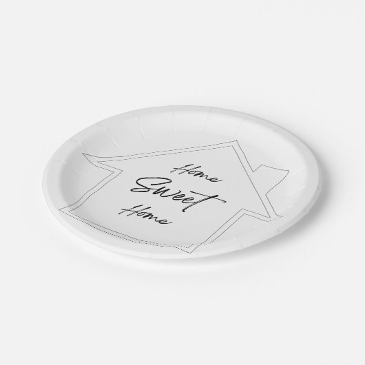 Zuhause Sweet Zuhause Pappteller (Schrägansicht)