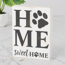 Zuhause Sweet Zuhause Paw Print Wooden Box Zeichen
