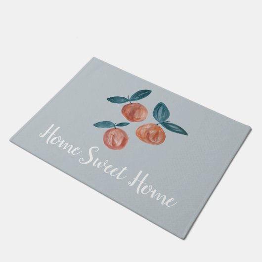 Zuhause Sweet Zuhause Peaches Grau Floor Mat Fußmatte (Schrägansicht)