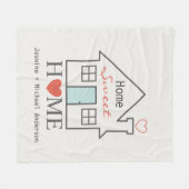 Zuhause Sweet Zuhause personalisiert Fleecedecke (Vorderseite (Horizontal))