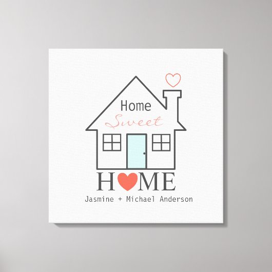Zuhause Sweet Zuhause personalisiert Leinwanddruck (Vorderseite)