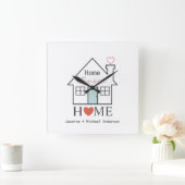 Zuhause Sweet Zuhause personalisiert Quadratische Wanduhr (Zuhause)
