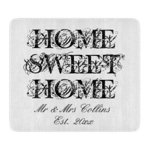 Zuhause Sweet Zuhause personalisierte Glasschneidp Schneidebrett