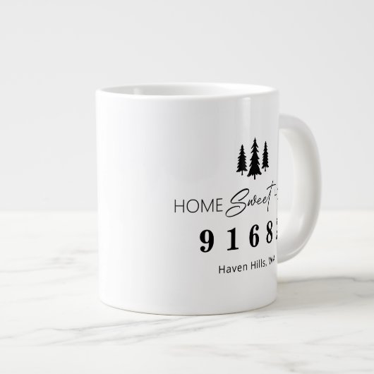 Zuhause Sweet Zuhause Personalisierter Zip-Code Jumbo-Tasse (Vorderseite Rechts)