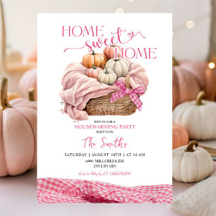 Zuhause Sweet Zuhause Pink Gingham Pumpkin Housewa Einladung