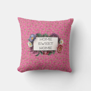 Zuhause Sweet Zuhause Pink Roses Reversible Throw Kissen