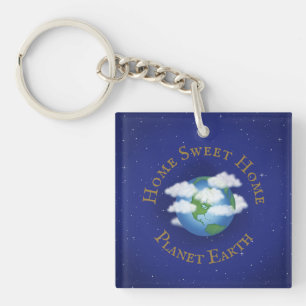 "Zuhause Sweet Zuhause Planet Earth" Whimsical Ast Schlüsselanhänger