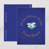 "Zuhause Sweet Zuhause Planet Earth" Whimsical Cus Postkarte (Vorne/Hinten)