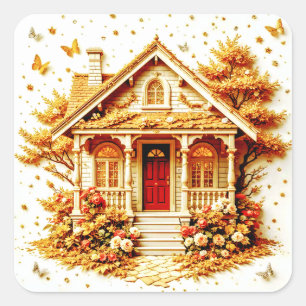 Zuhause Sweet Zuhause Quadratischer Aufkleber
