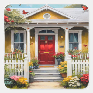 Zuhause Sweet Zuhause Quadratischer Aufkleber