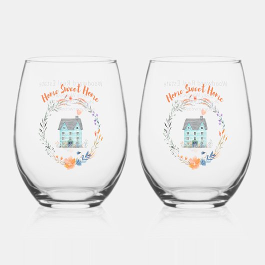 Zuhause Sweet Zuhause Realtor Glückwunsch Custom Weinglas Ohne Stiel (Vorderseite)
