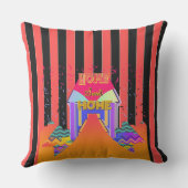 Zuhause Sweet Zuhause Red Black Stripes Kissen (Rückseite)